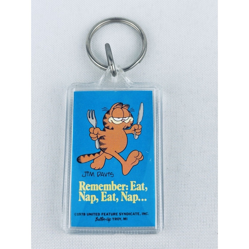 Vintage Garfield The Cat Remember Eat Nap Eat Nap - Funny‎ Keychain Key Ring 70s